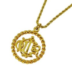 Christian Dior Necklace Emblem Circle GP Plated Gold for Women