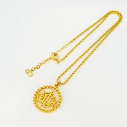 Christian Dior Necklace Emblem Circle GP Plated Gold for Women