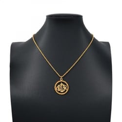 Christian Dior Necklace Emblem Circle GP Plated Gold for Women