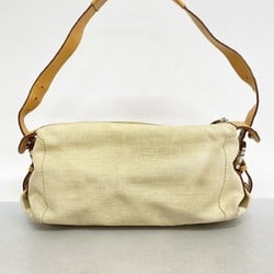 Salvatore Ferragamo Shoulder Bag Gancini Canvas Leather Beige Light Brown Women's