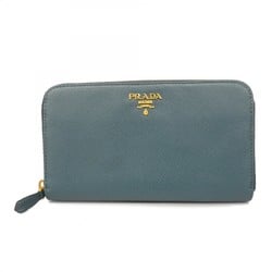 Prada Long Wallet Saffiano Leather Turquoise Blue Women's