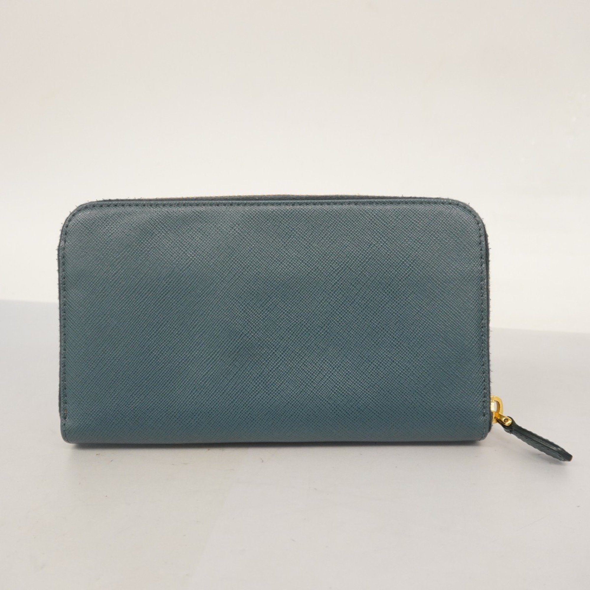 Prada Long Wallet Saffiano Leather Turquoise Blue Women's