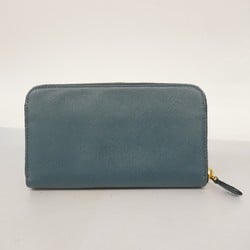 Prada Long Wallet Saffiano Leather Turquoise Blue Women's