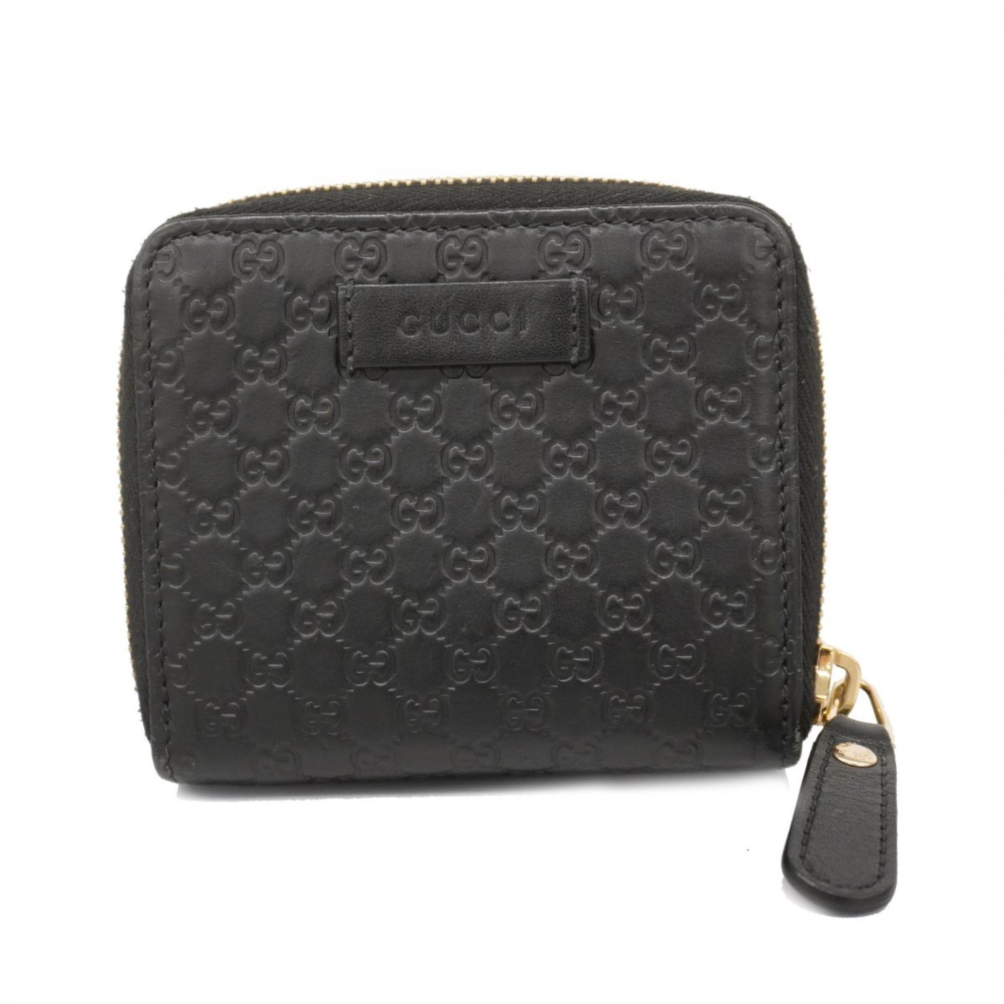 Gucci Wallet Micro Guccissima 449395 Leather Black Women's