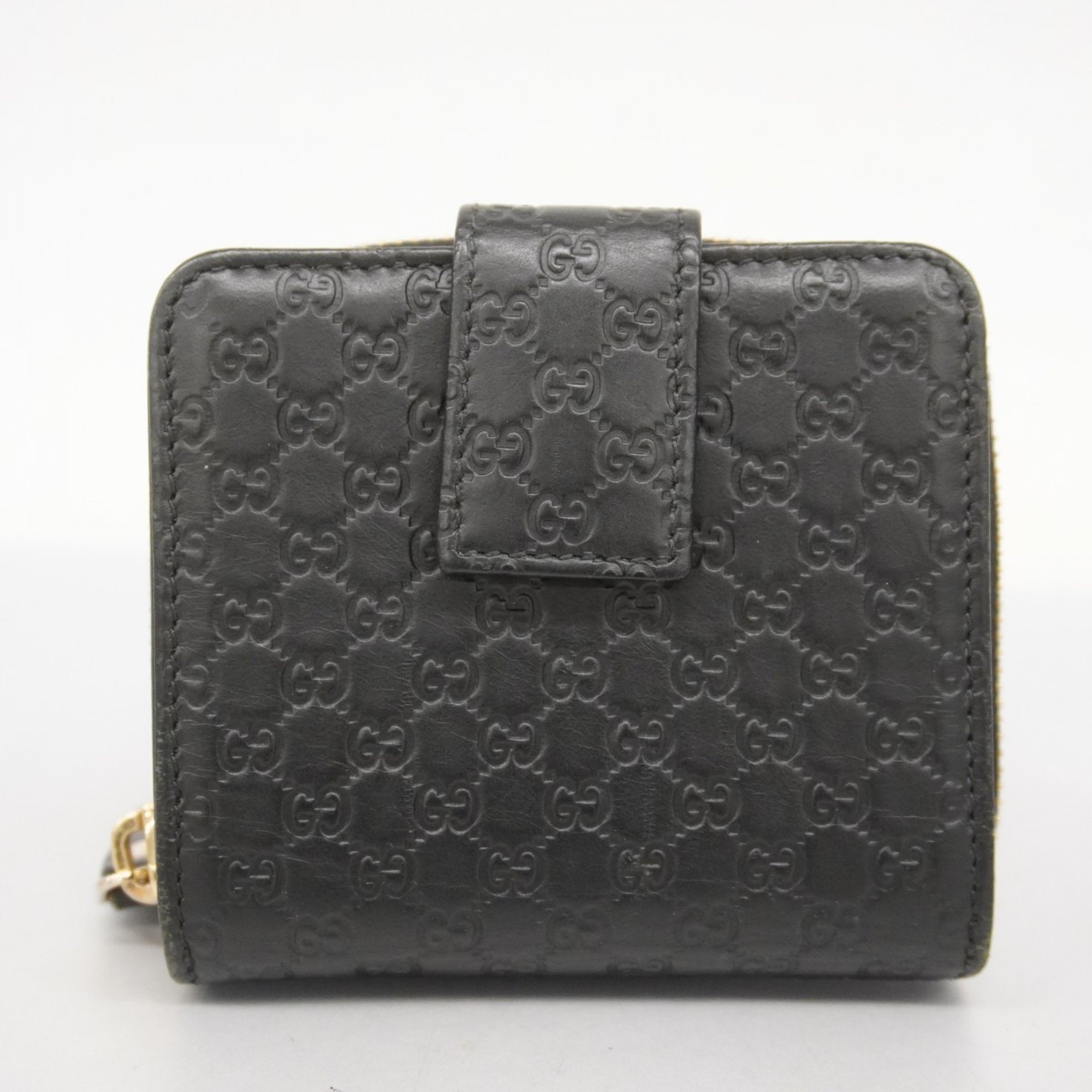 Gucci Wallet Micro Guccissima 449395 Leather Black Women's