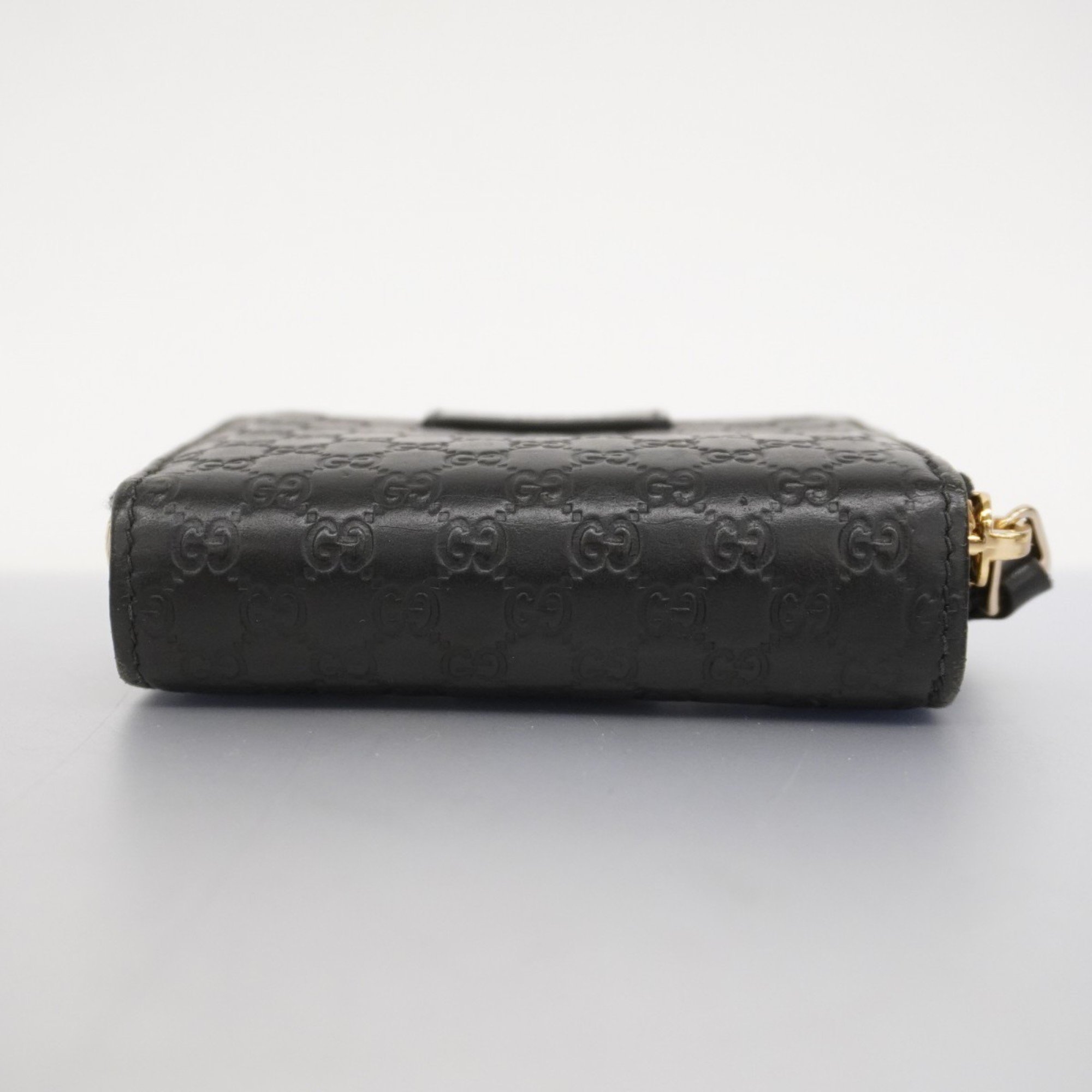 Gucci Wallet Micro Guccissima 449395 Leather Black Women's