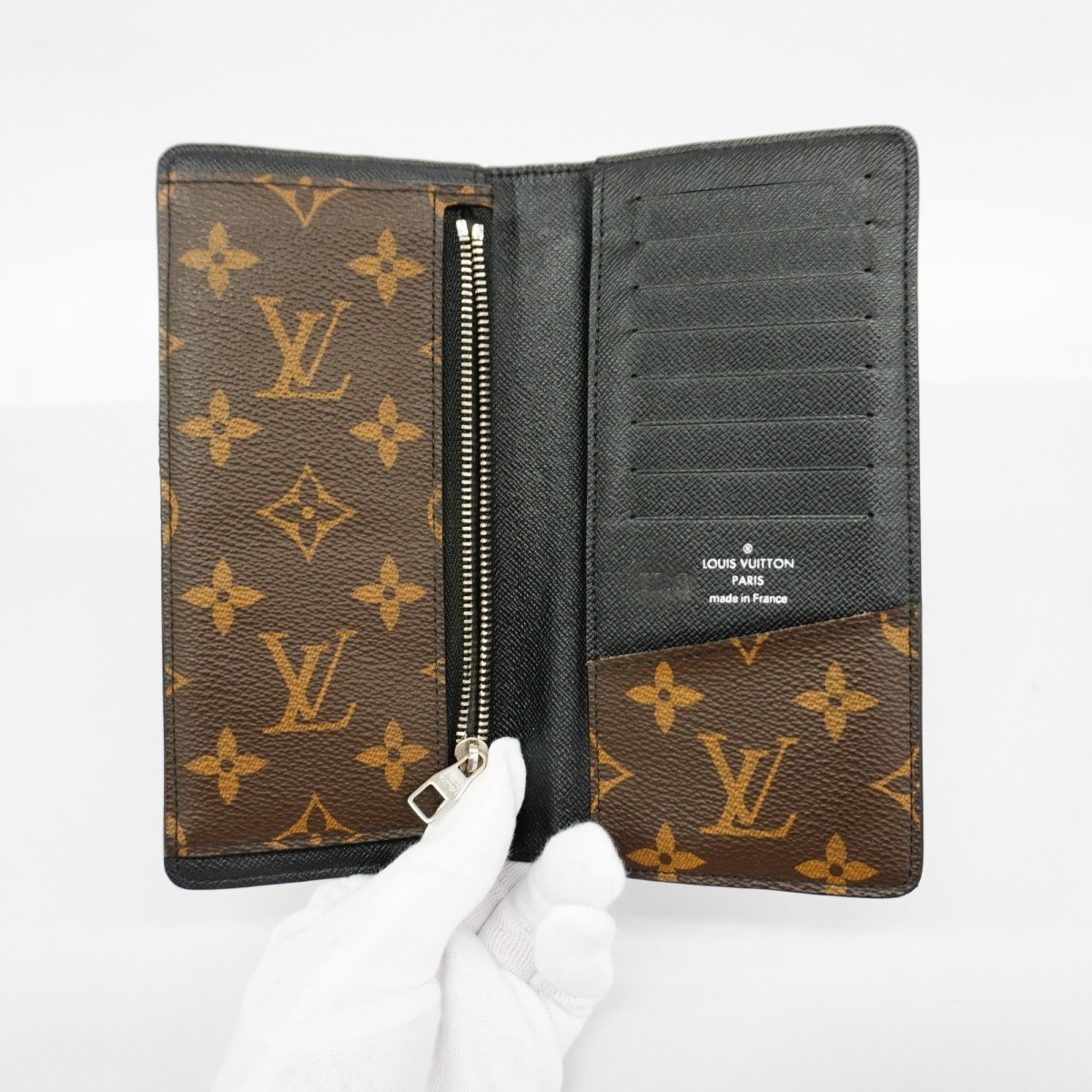 Louis Vuitton Long Wallet Monogram Macassar Portefeuilletanon M93800 Brown Noir Men's