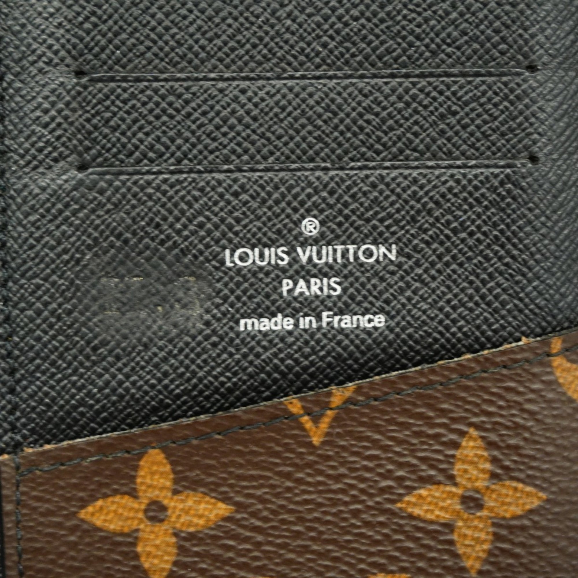 Louis Vuitton Long Wallet Monogram Macassar Portefeuilletanon M93800 Brown Noir Men's