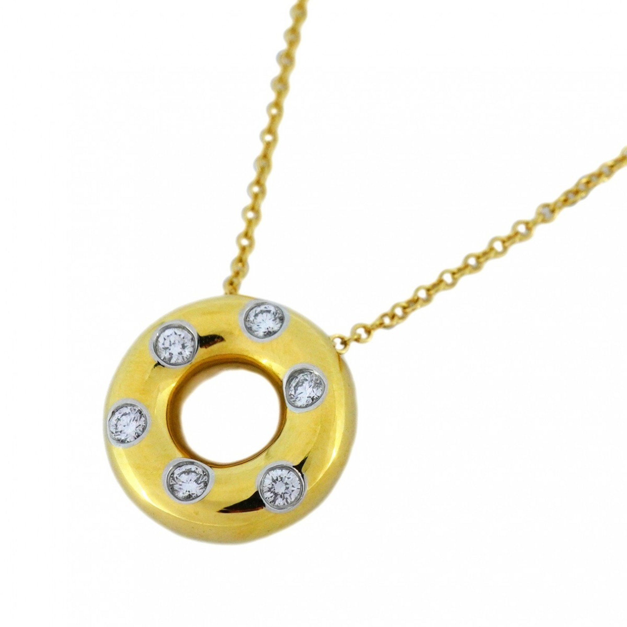 Tiffany Necklace Dots Circle Diamond K18YG Yellow Gold Pt950 Platinum Ladies