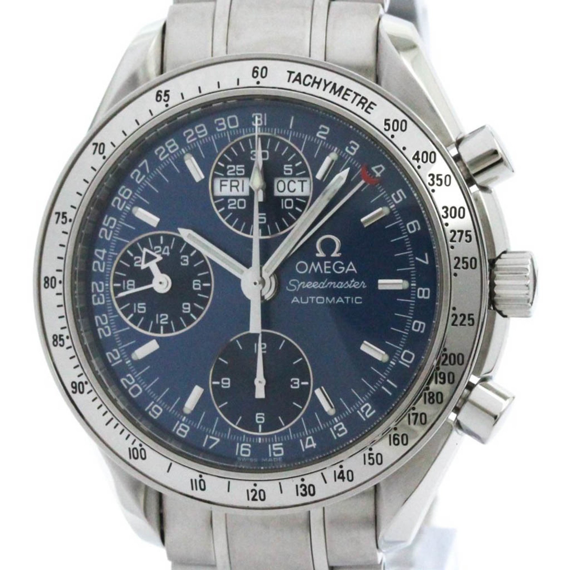 Polished OMEGA Speedmaster Triple Date Steel Automatic Watch 3523.80 BF577058 eLADY Globazone