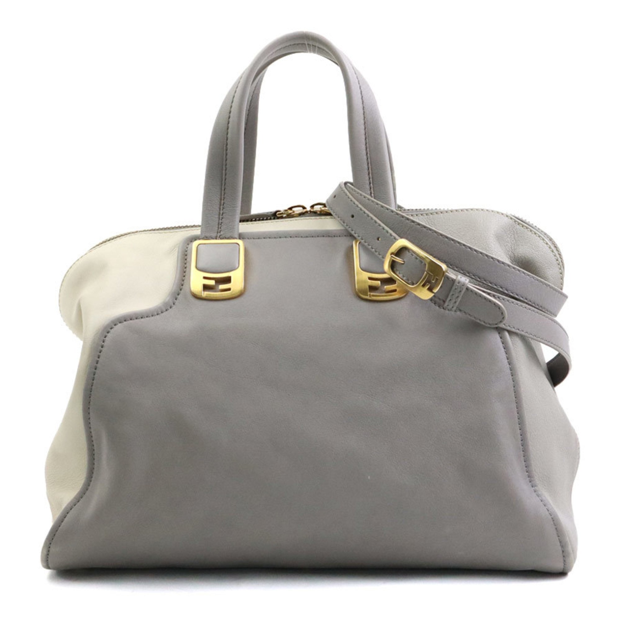 FENDI handbag shoulder bag chameleon leather grey off-white gold ladies e59432a