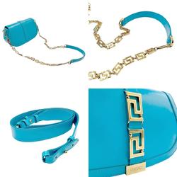 Versace VERSACE Shoulder Bag Leather Blue Women's n0624