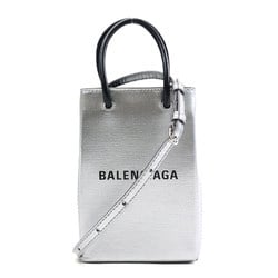 BALENCIAGA Shoulder Bag Phone Holder Leather Silver Women's 593826 r10200a