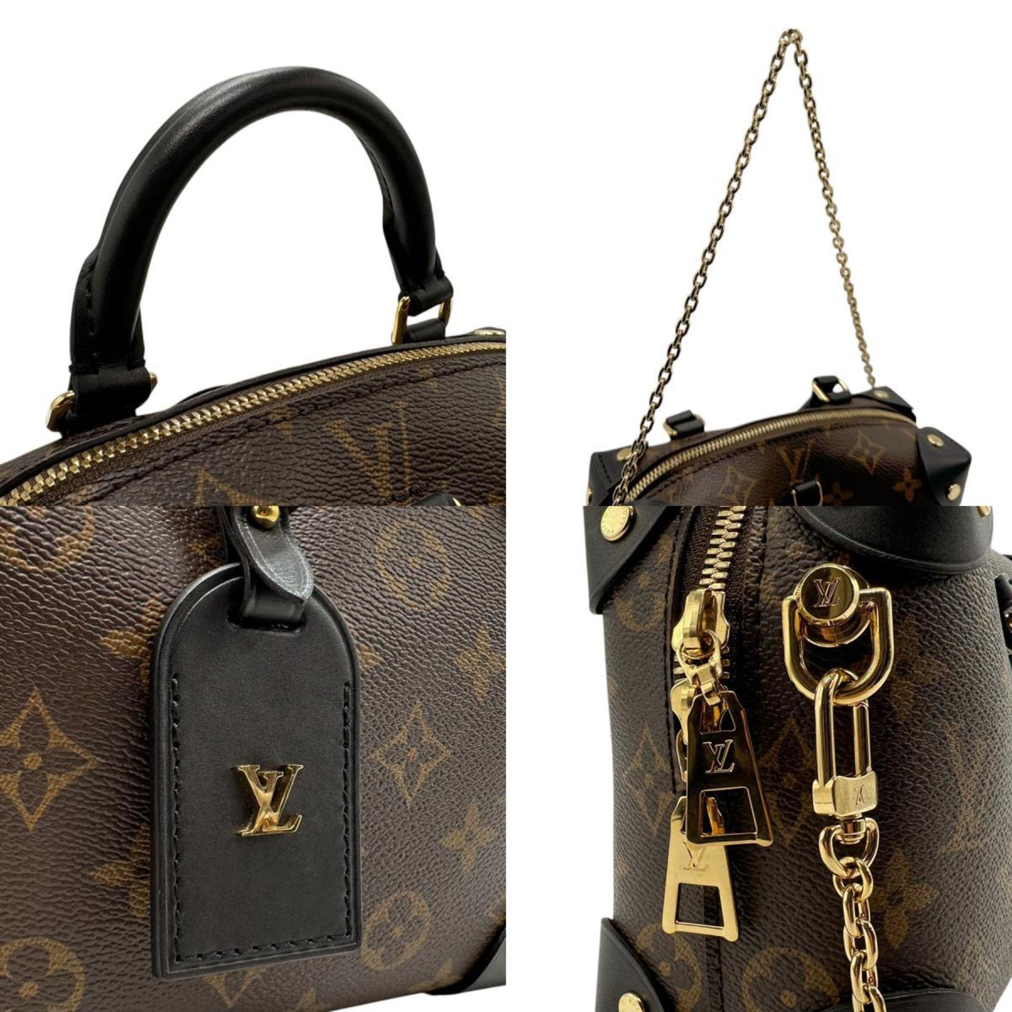 Louis Vuitton LOUIS VUITTON Shoulder Bag Handbag Monogram Petite Malle Souple Canvas Brown Black Gold Women's M45571 n0646