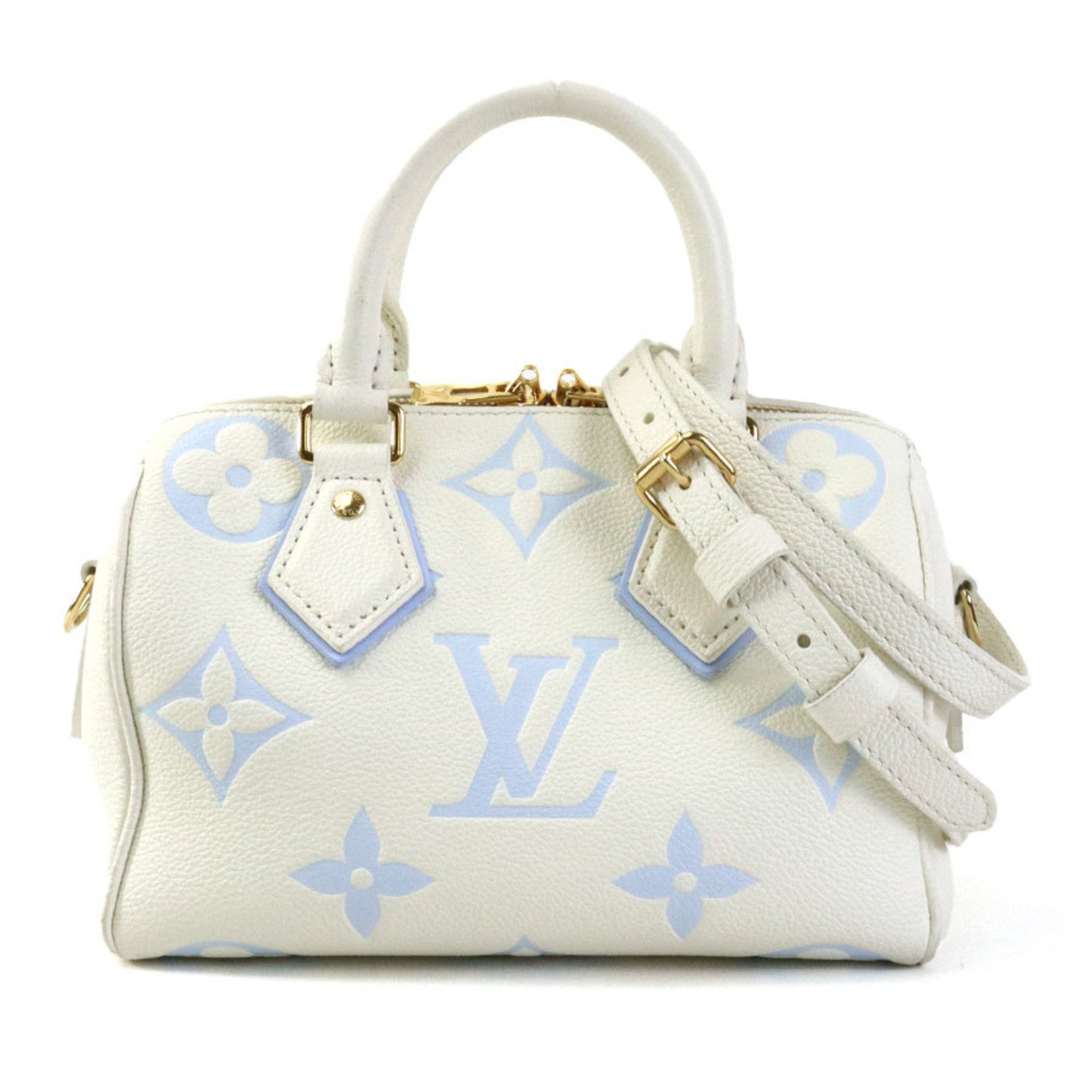 LOUIS VUITTON Handbag Shoulder Bag Monogram Empreinte Bicolor Speedy Bandouliere 20 Leather Latte White Candy Blue Women's M46883 99991g