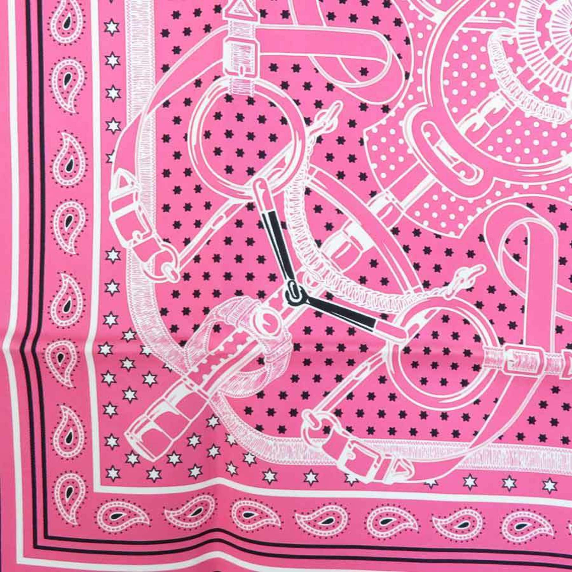 Hermes HERMES Scarf Muffler Silk Pink White Black Women's e59443a