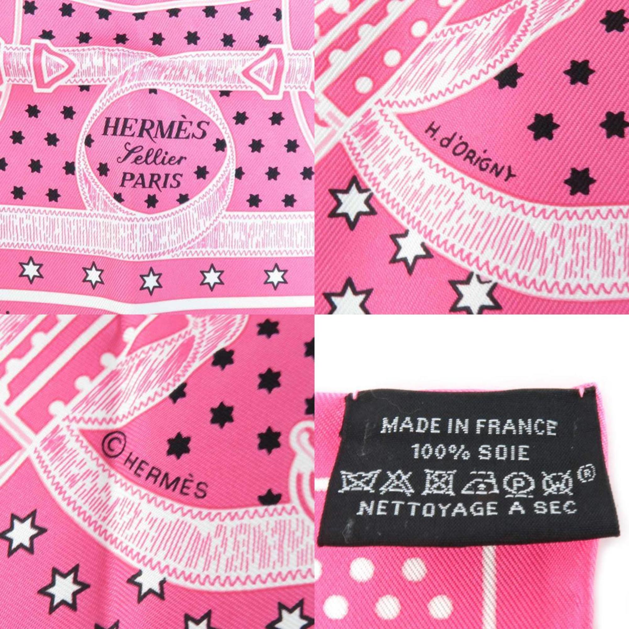 Hermes HERMES Scarf Muffler Silk Pink White Black Women's e59443a