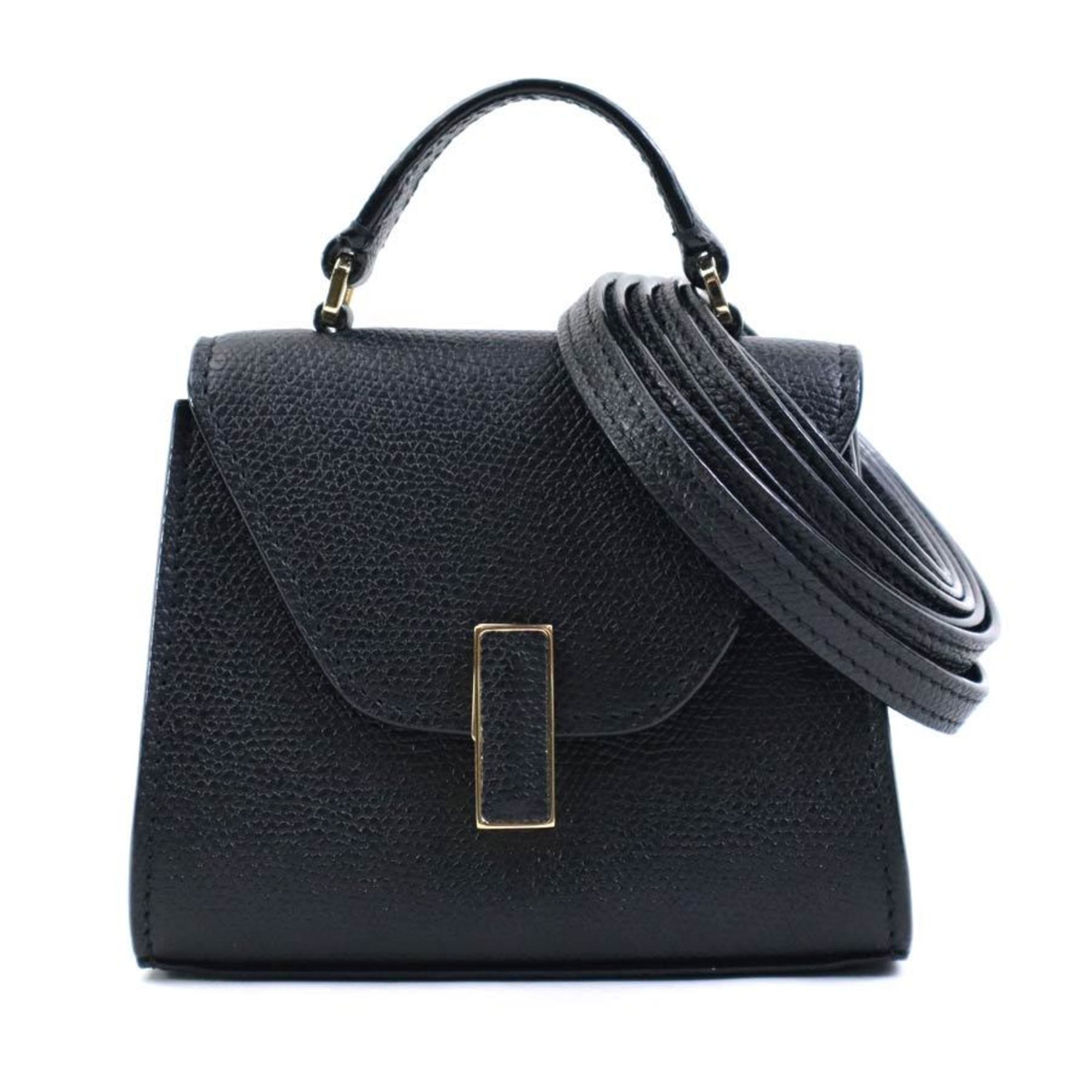 Valextra Handbag Shoulder Bag Iside Belt Leather Black Women's 99994i