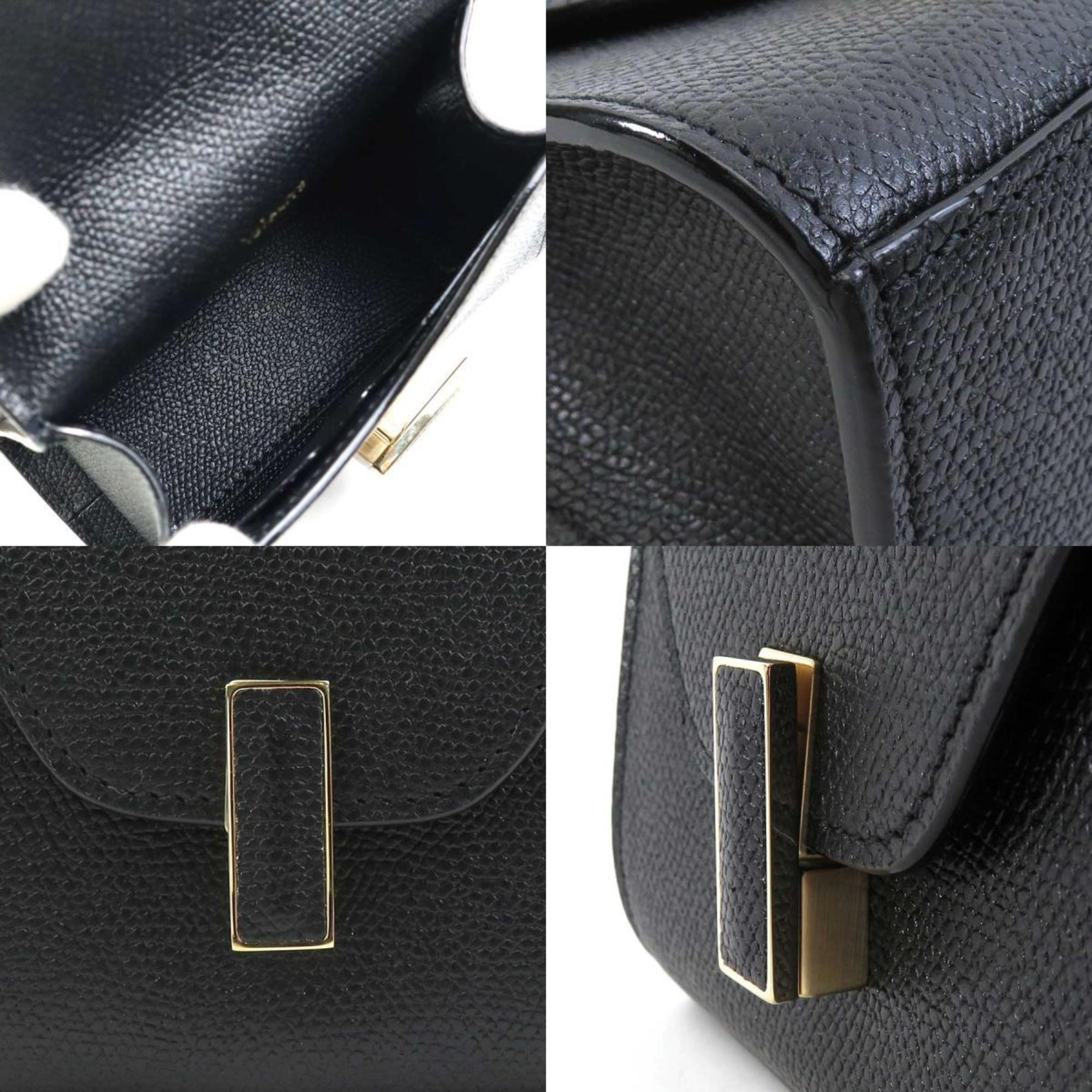 Valextra Handbag Shoulder Bag Iside Belt Leather Black Women's 99994i