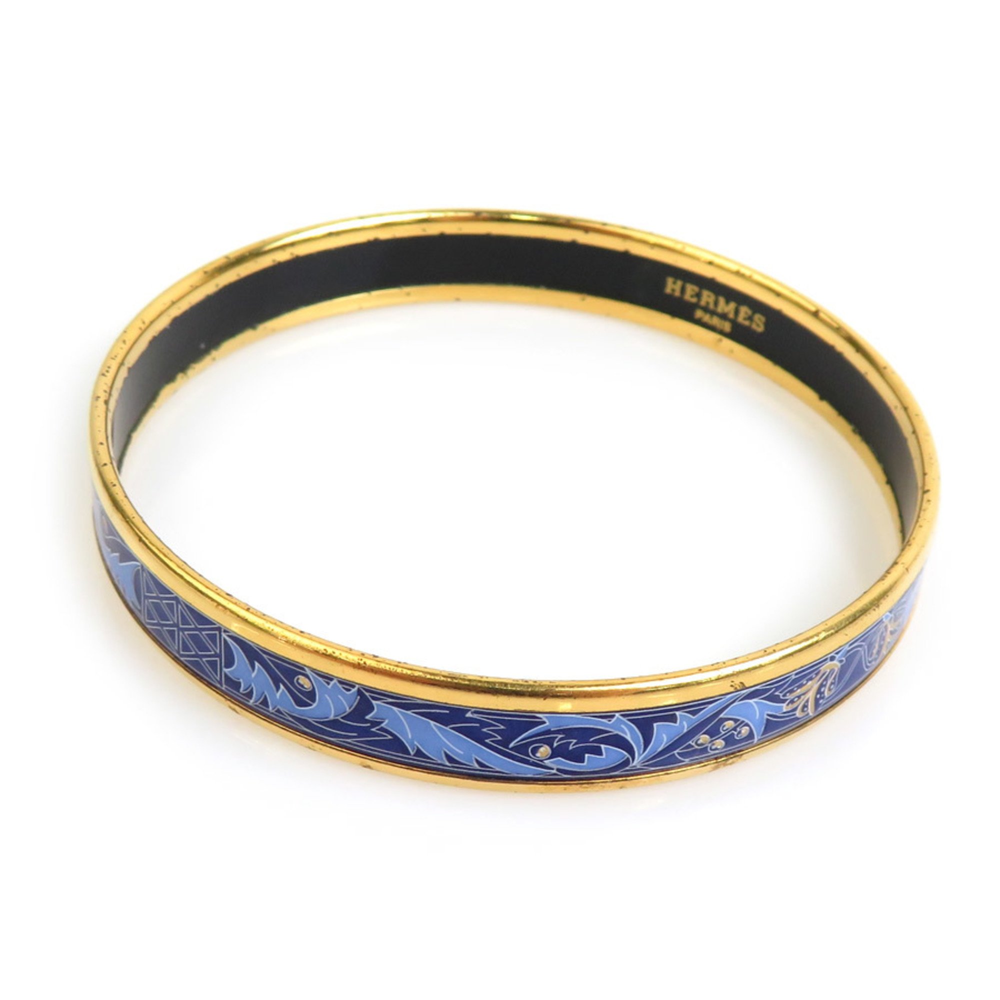 Hermes HERMES bangle bracelet enamel metal gold blue ladies e59426g