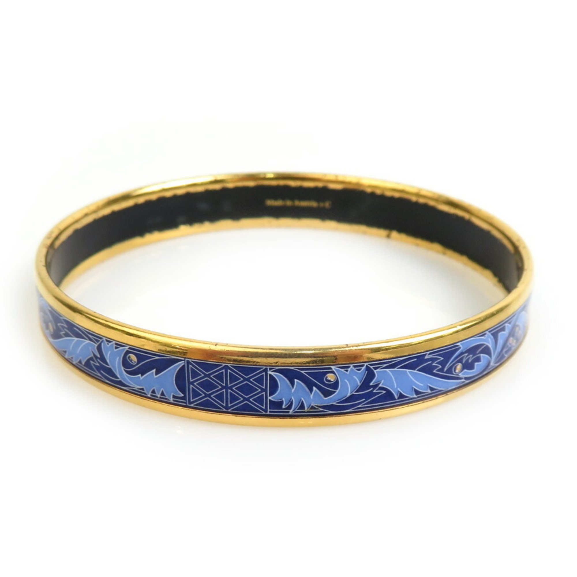 Hermes HERMES bangle bracelet enamel metal gold blue ladies e59426g