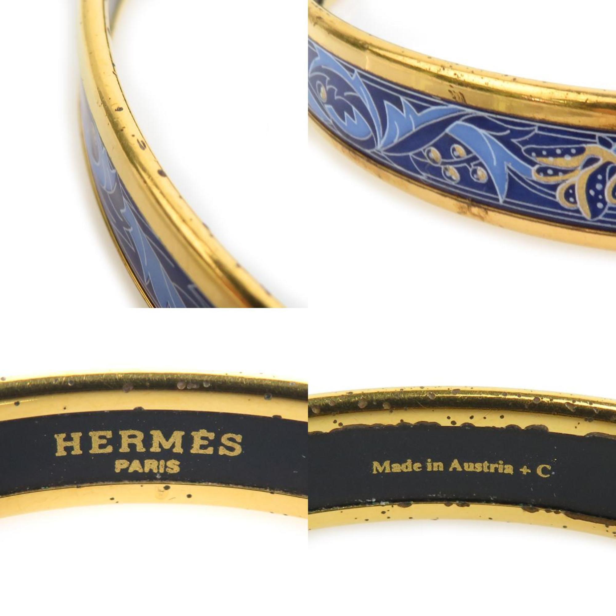 Hermes HERMES bangle bracelet enamel metal gold blue ladies e59426g