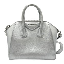 Givenchy Antigona Handbag Shoulder Bag Leather Silver Women's n0625