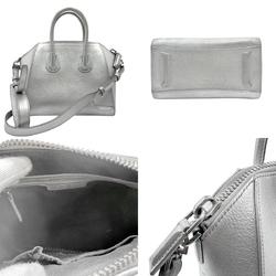 Givenchy Antigona Handbag Shoulder Bag Leather Silver Women's n0625