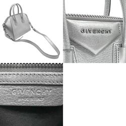 Givenchy Antigona Handbag Shoulder Bag Leather Silver Women's n0625