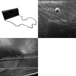 Christian Dior Chain Wallet Diorama Leather Black Women's n0657