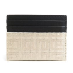 GIVENCHY Business Card Holder/Card Case Leather Black x Beige Men's Women's r10204a