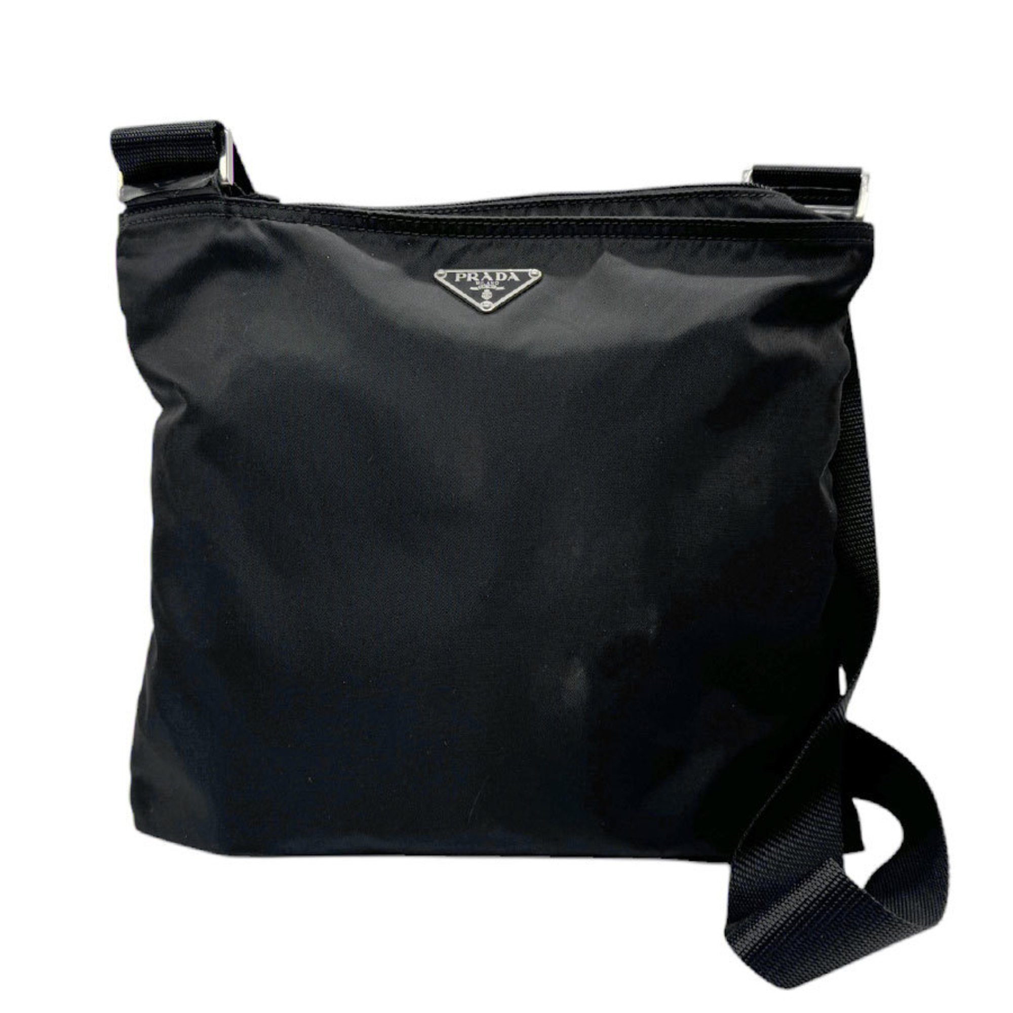 PRADA Shoulder Bag Nylon Black Silver Men's Women's z2650