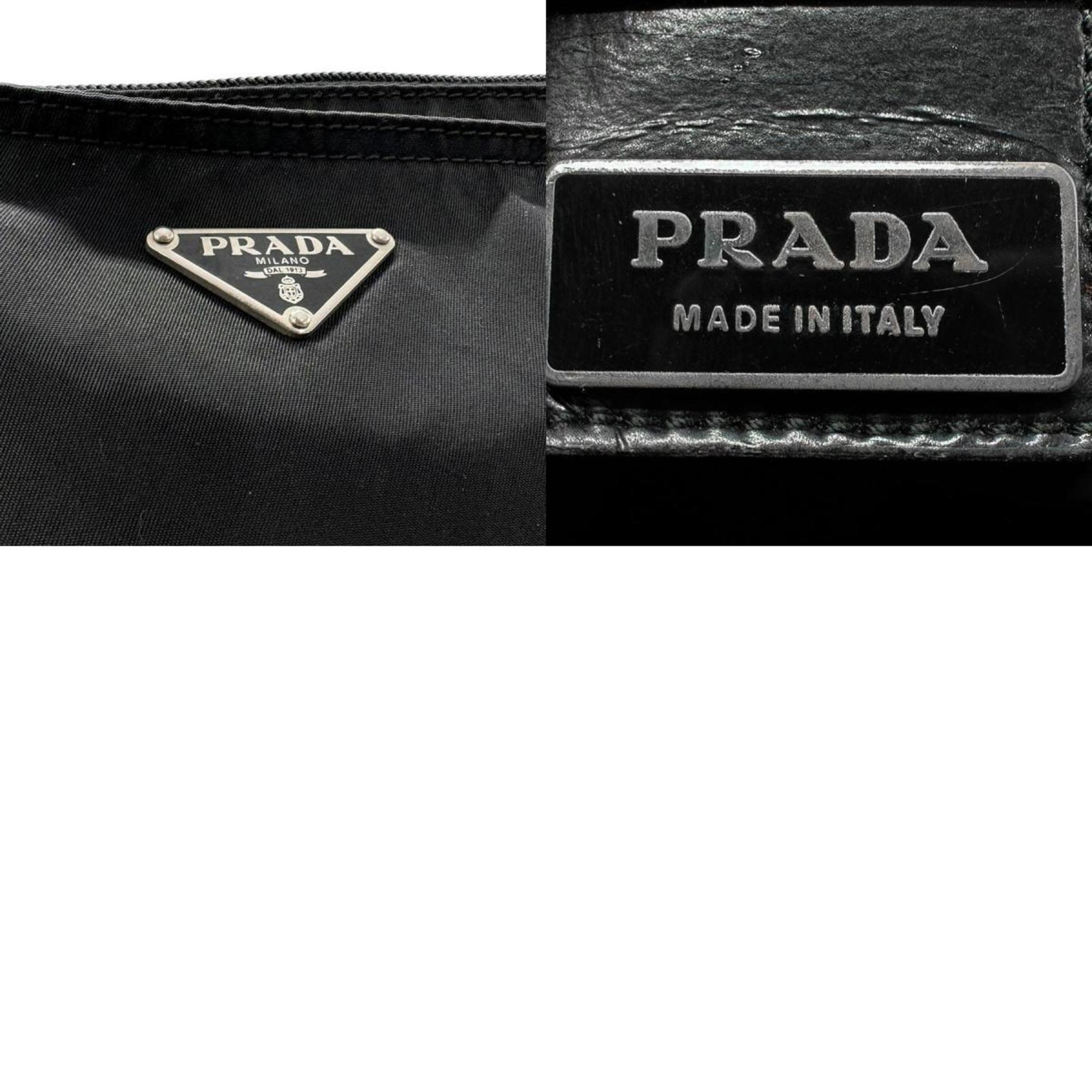 PRADA Shoulder Bag Nylon Black Silver Men's Women's z2650