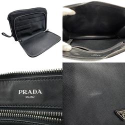 PRADA Second Bag Leather Black Men's n0606