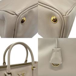 PRADA handbag shoulder bag leather light beige gold ladies n0636