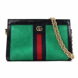 GUCCI Shoulder Bag Ophidia Suede Patent Leather Green x Black Women's 503877 r10198a