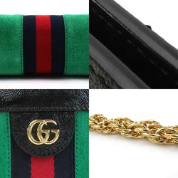 GUCCI Shoulder Bag Ophidia Suede Patent Leather Green x Black Women's 503877 r10198a