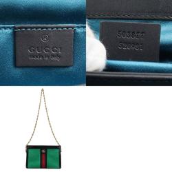 GUCCI Shoulder Bag Ophidia Suede Patent Leather Green x Black Women's 503877 r10198a