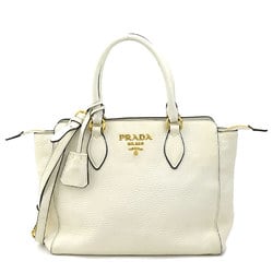 PRADA handbag shoulder bag leather off-white gold ladies e59413a