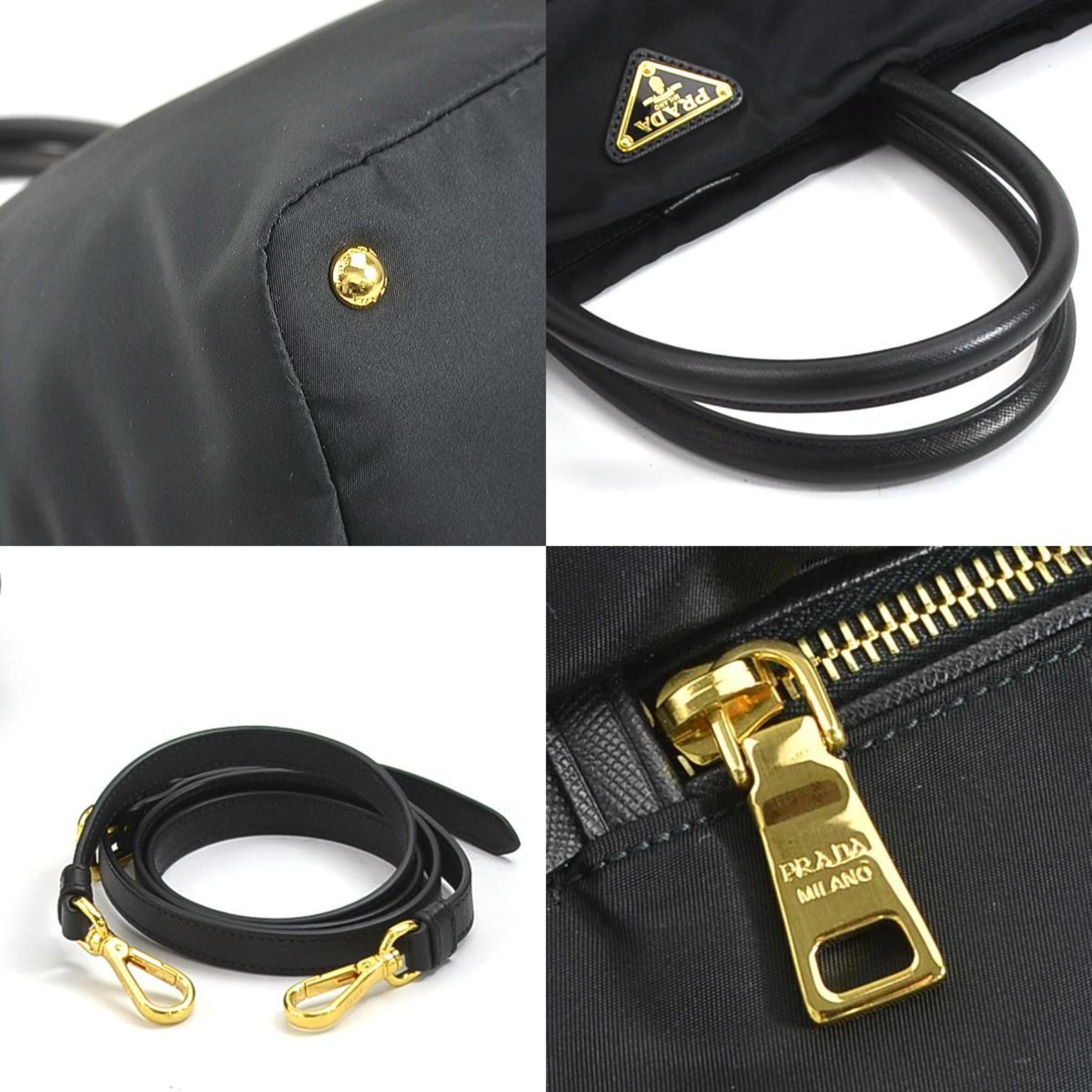 PRADA handbag shoulder bag nylon black ladies r10192a