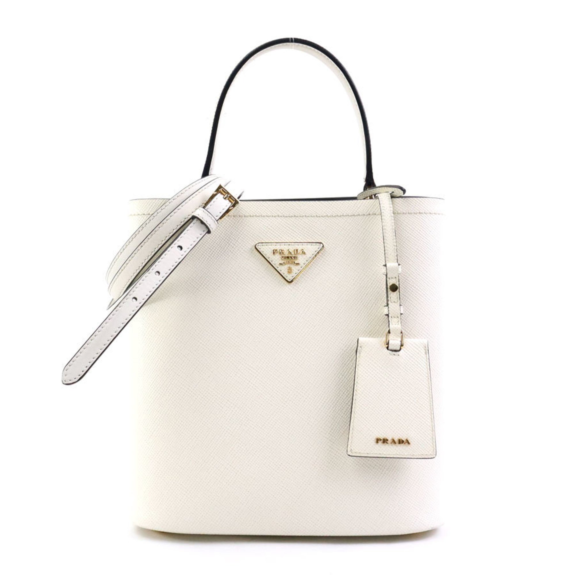 PRADA handbag shoulder bag leather white ladies 1BA212 r10196a