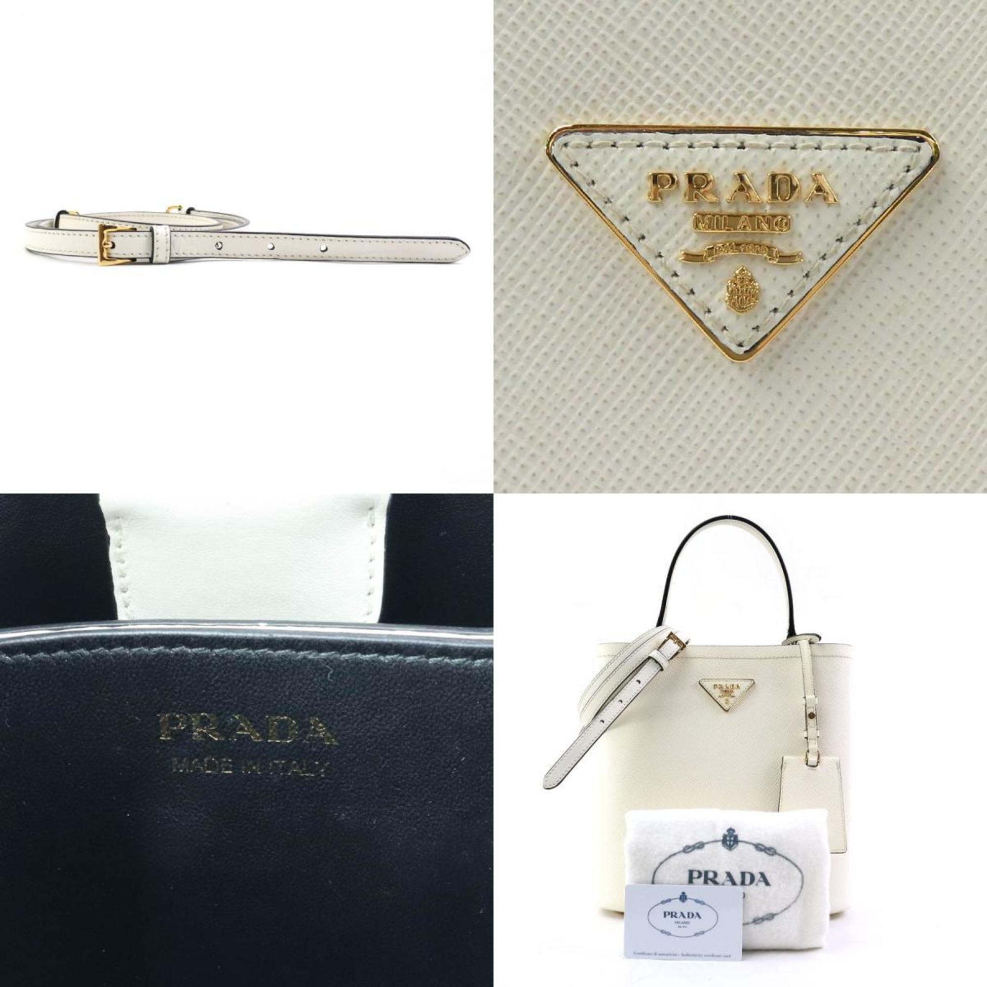 PRADA handbag shoulder bag leather white ladies 1BA212 r10196a