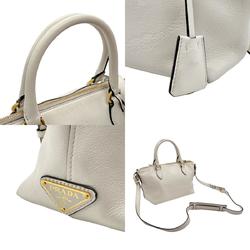 PRADA handbag shoulder bag leather white ladies n0677