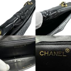 CHANEL Shoulder Bag Matelasse Patent Leather Black Gold Women's n0599