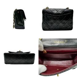 CHANEL Shoulder Bag Lambskin Black Gold Women's n0662