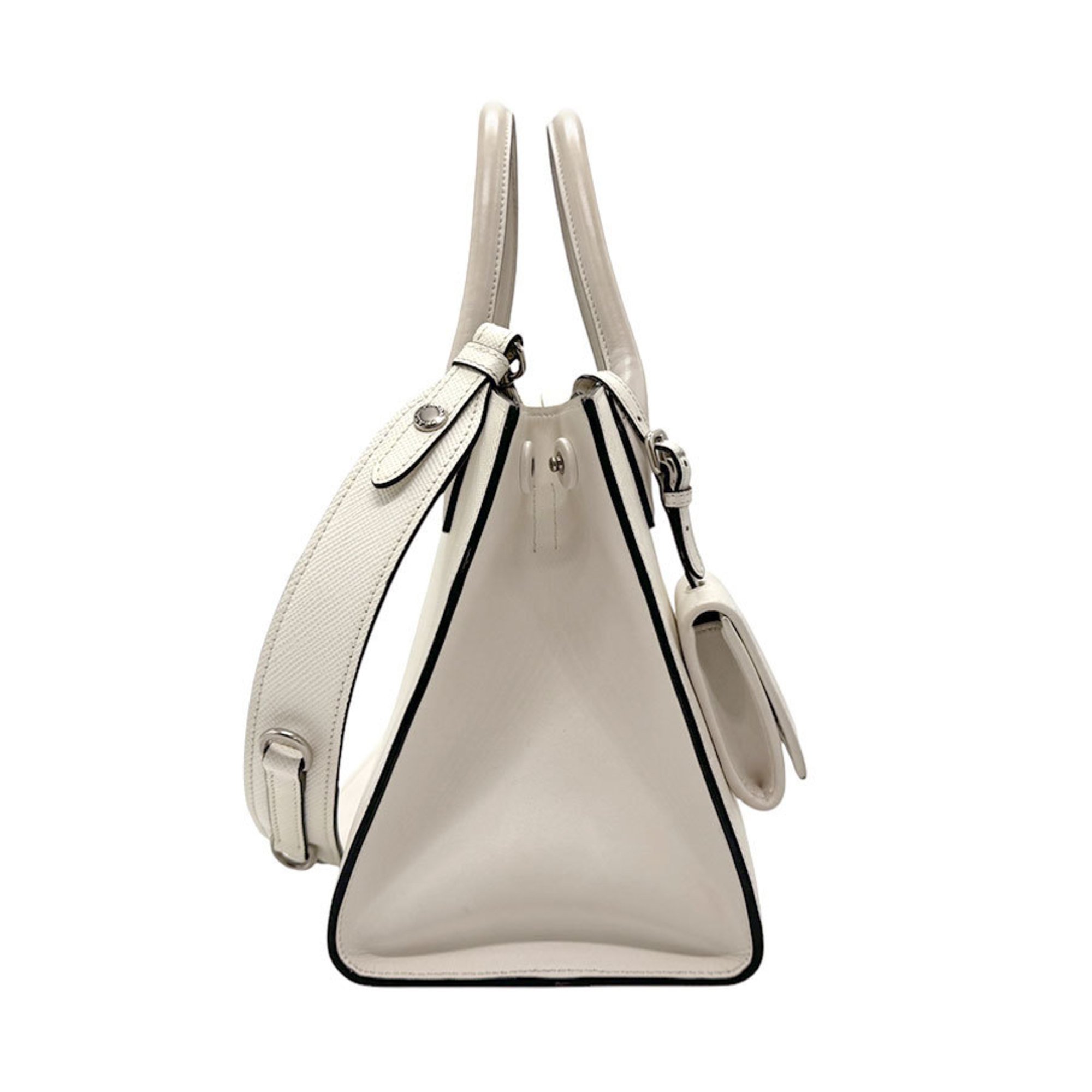 PRADA Handbag Shoulder Bag Monochrome Leather White Women's 1BA156 z2645