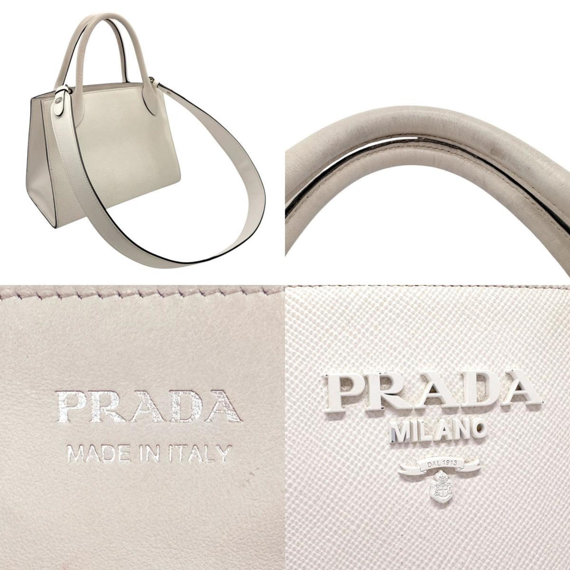 PRADA Handbag Shoulder Bag Monochrome Leather White Women s 1BA156 z2645 eLADY Globazone