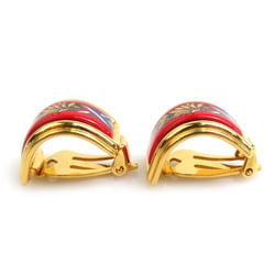 Hermes HERMES Earrings Cloisonne Metal Enamel Gold Red Multicolor Women's e59450a