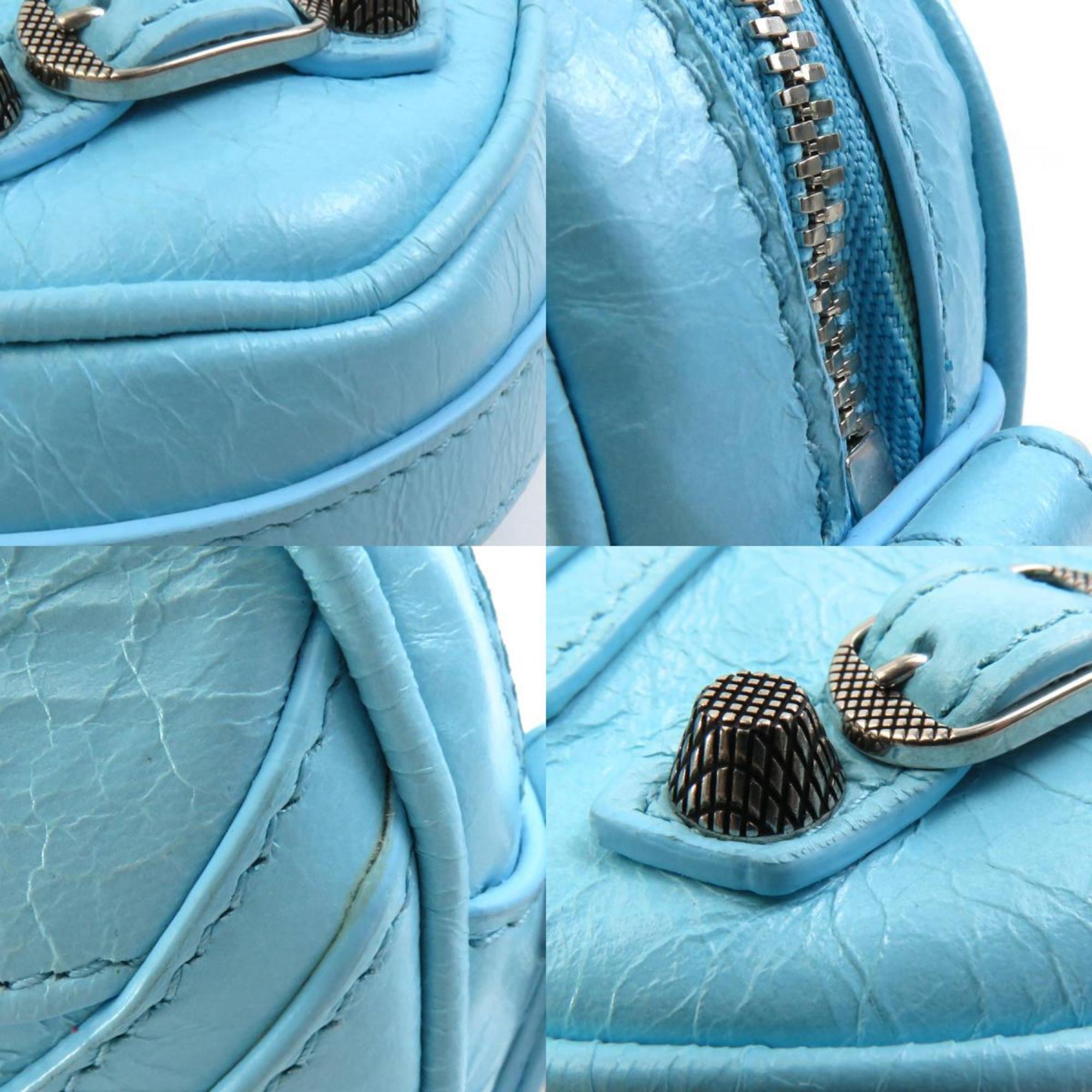 BALENCIAGA Shoulder Bag LE CAGOLE HEART Leather Light Blue Silver Women's e59433a