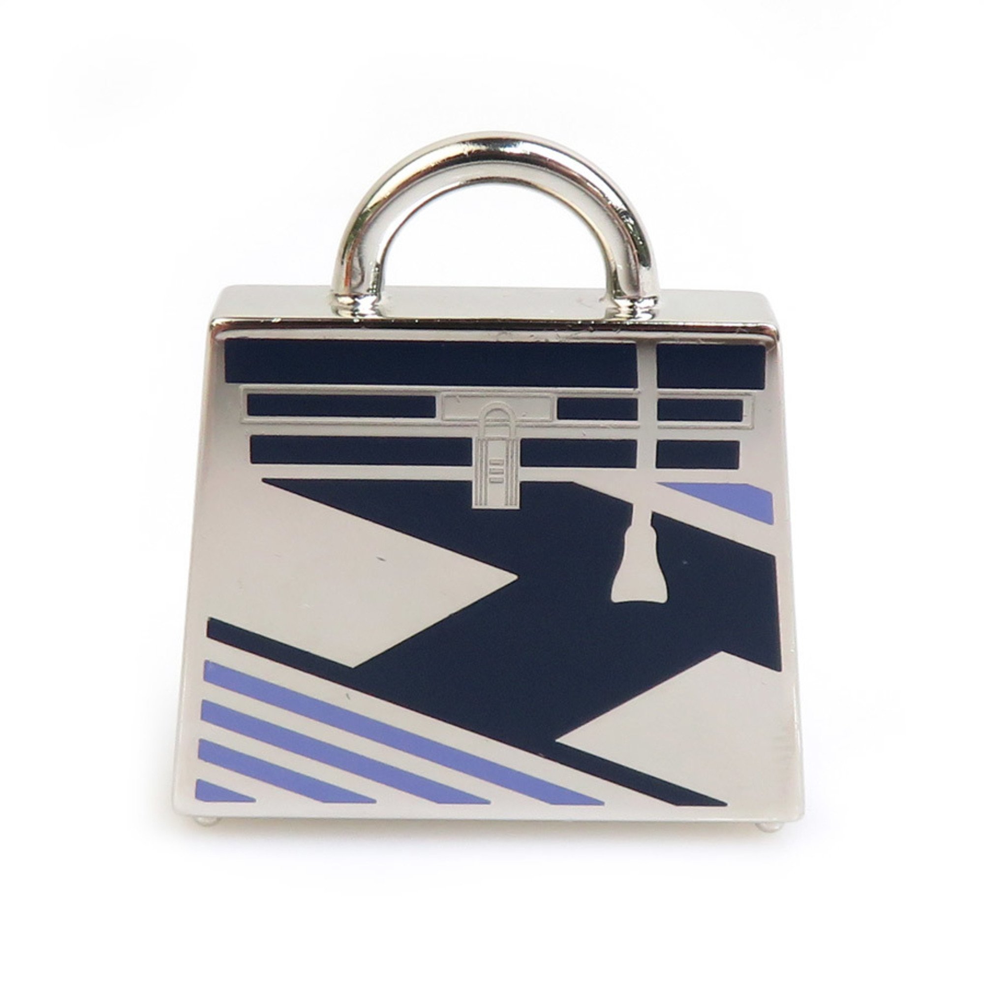 Hermes HERMES Pendant Charm Curiosite Kelly Metal Enamel Silver Navy Purple Men's Women's e59425a